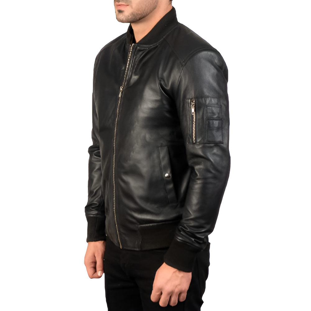 Men's Black Leather Biker Jacket