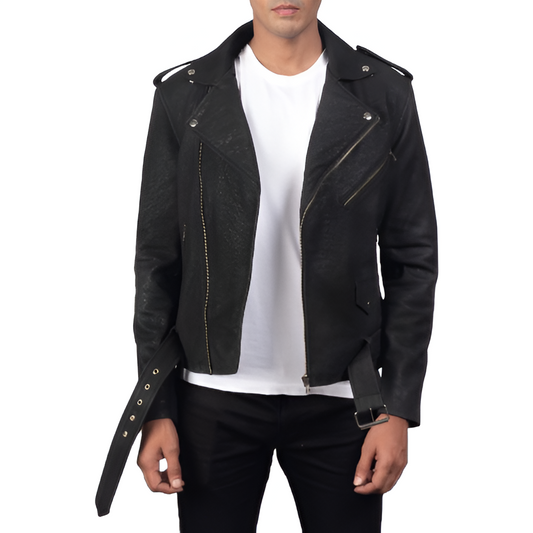 Men's Black Biker Leather Jacket