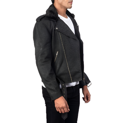 Men's Black Biker Leather Jacket