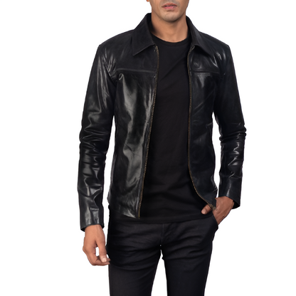 Men's Black Slim Fit Leather Jacket