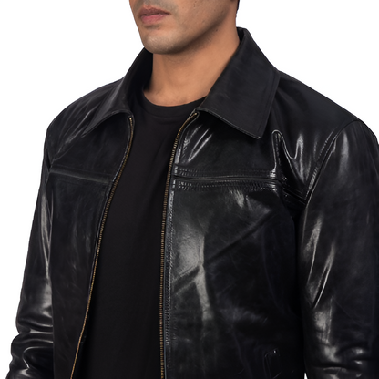 Men's Black Slim Fit Leather Jacket