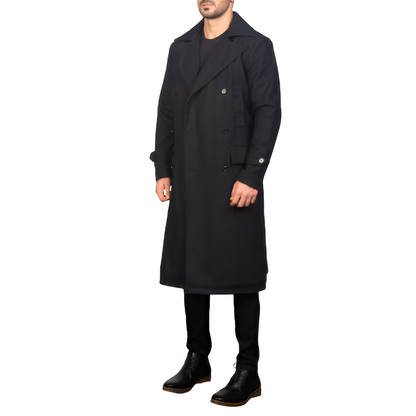 Black Double-Breasted Trench Coat