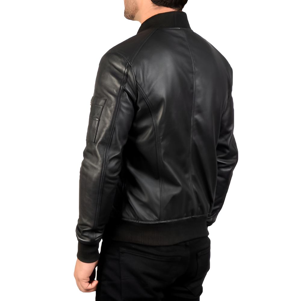 Men's Black Leather Biker Jacket