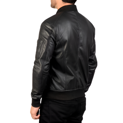 Men's Black Leather Biker Jacket