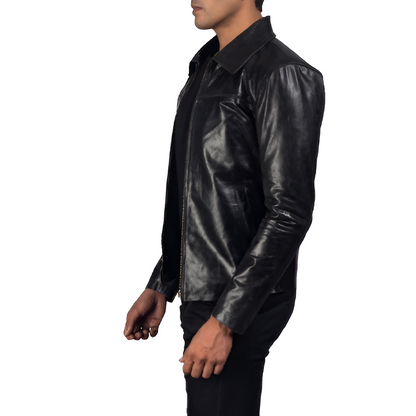 Men's Black Slim Fit Leather Jacket