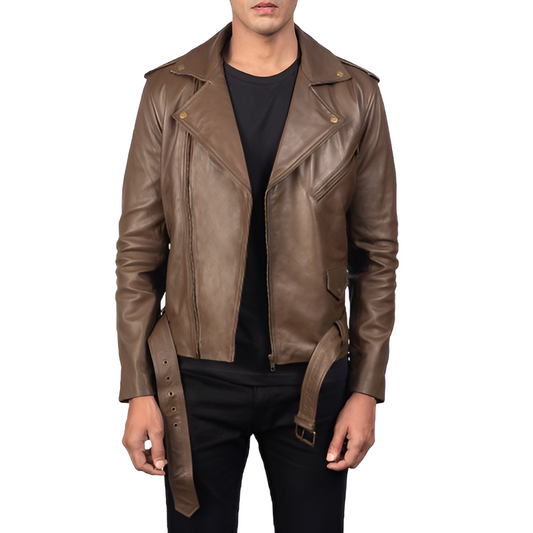 Men's Brown Classic Biker Leather Jacket