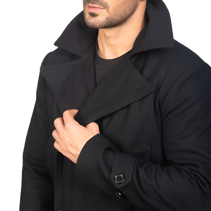 Black Double-Breasted Trench Coat