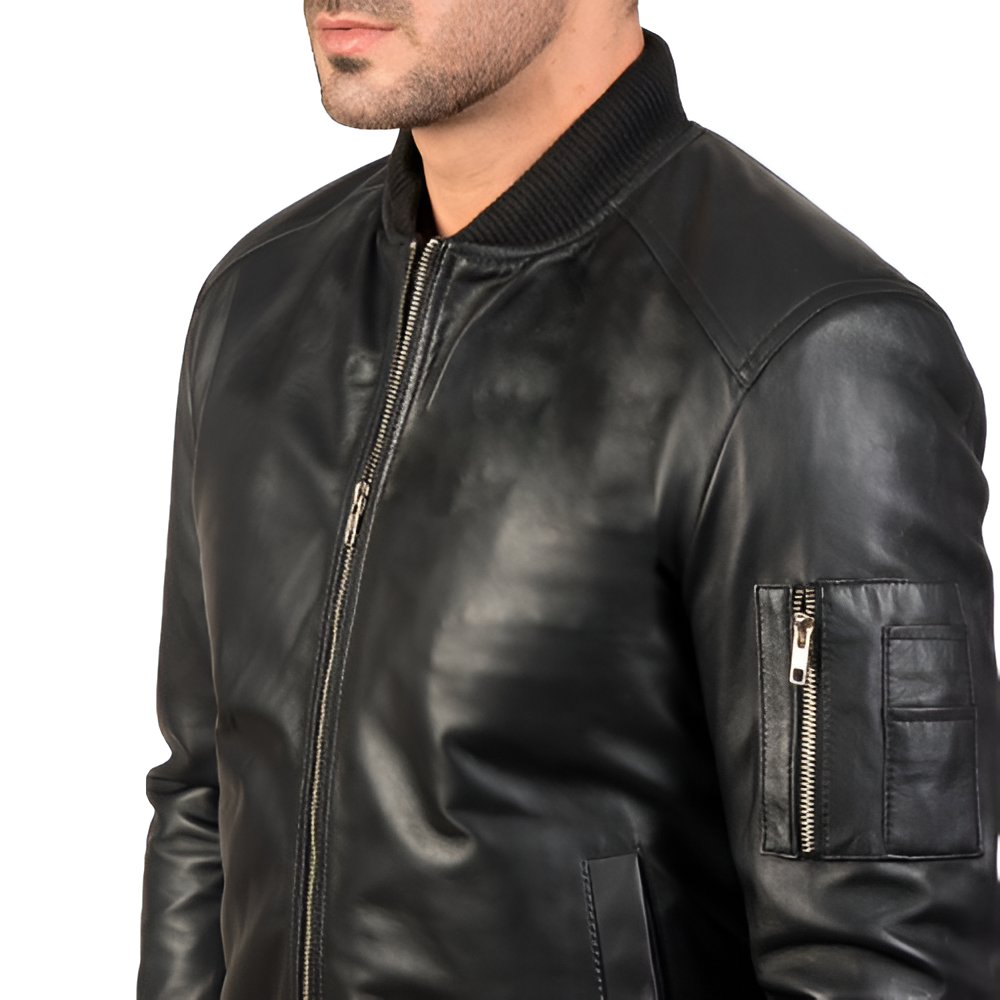 Men's Black Leather Biker Jacket