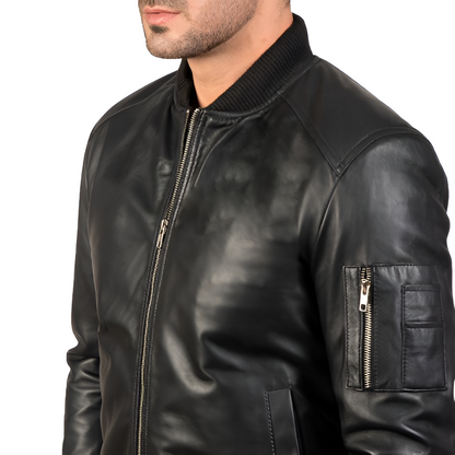 Men's Black Leather Biker Jacket