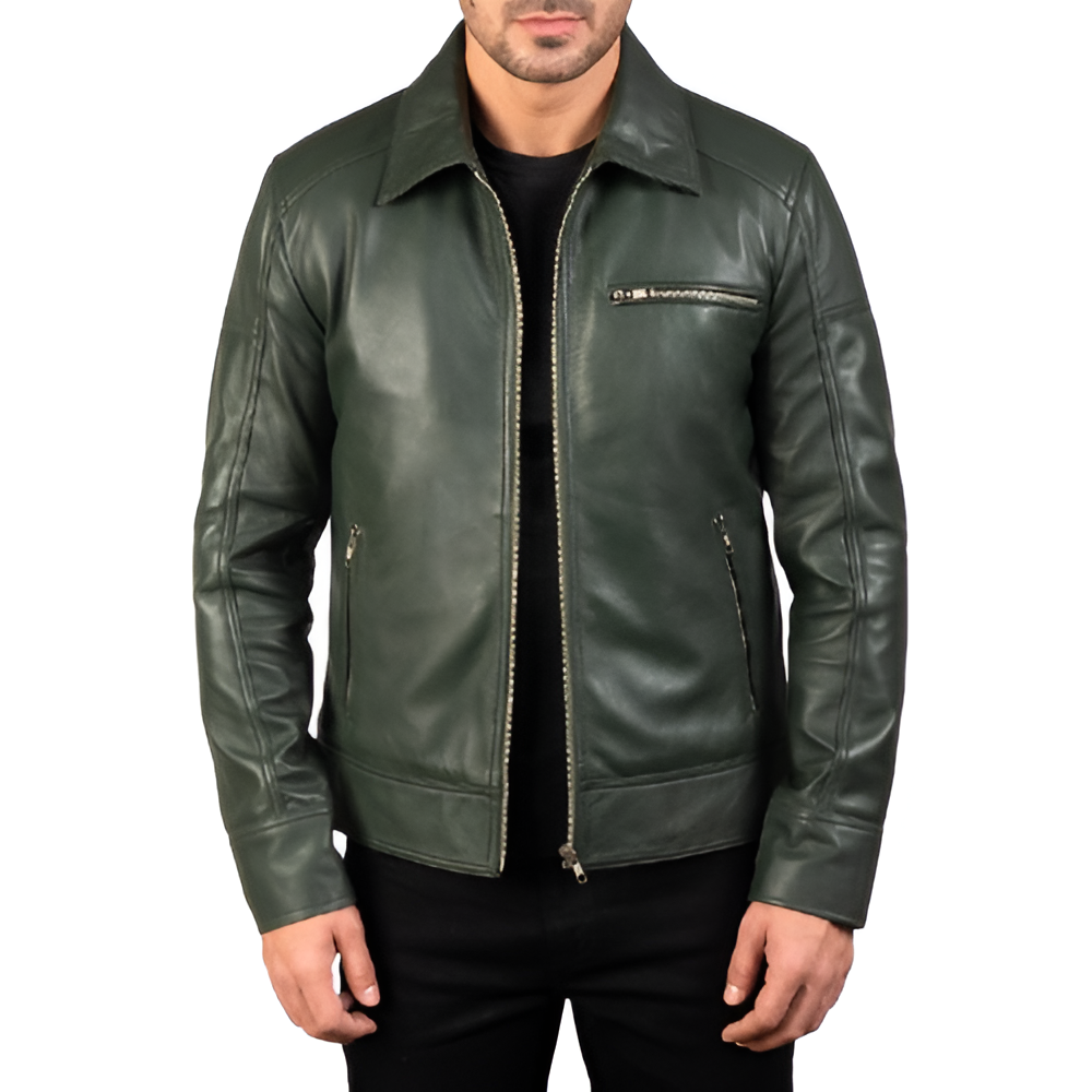 Men's Green Classic Leather Jacket