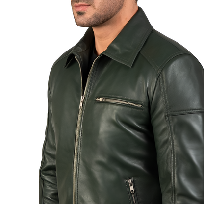 Men's Green Classic Leather Jacket