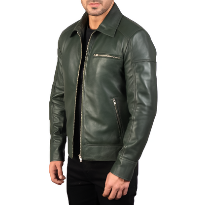 Men's Green Classic Leather Jacket