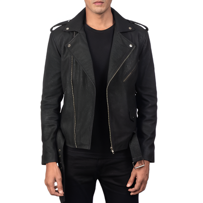 Men's Black Biker Leather Jacket