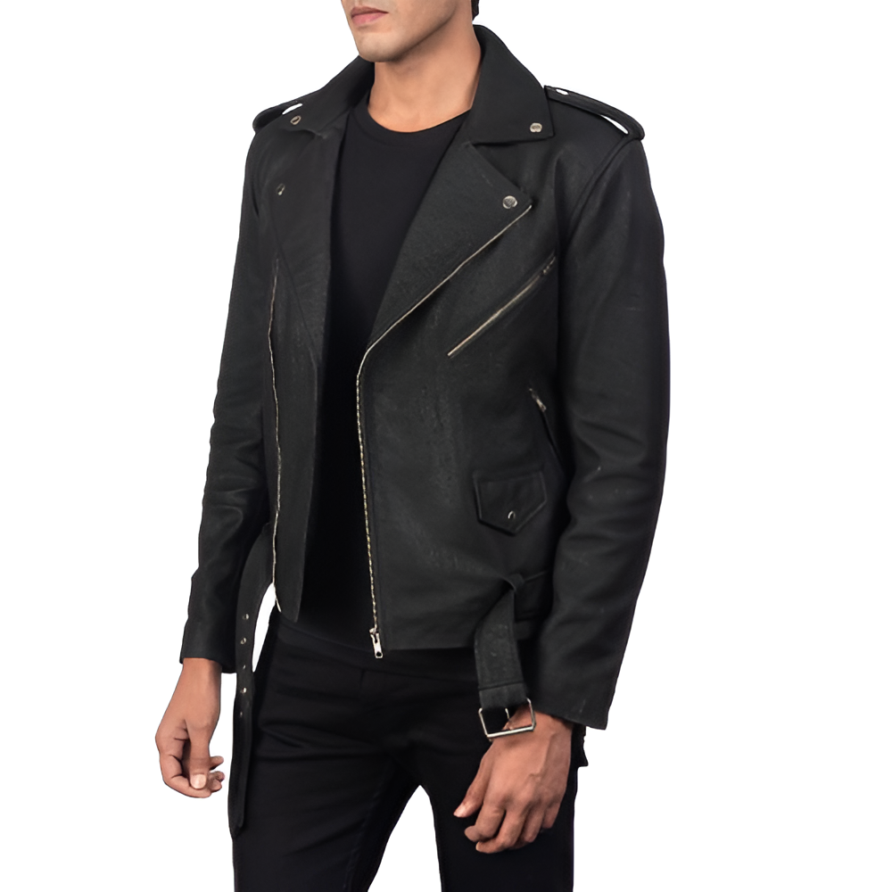 Men's Black Biker Leather Jacket