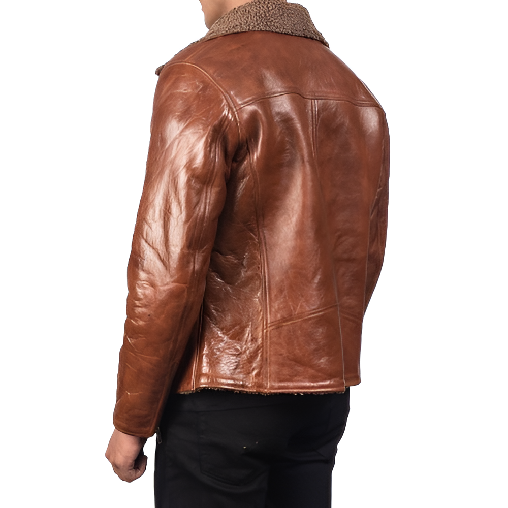 Men's Brown Shearling Leather Jacket