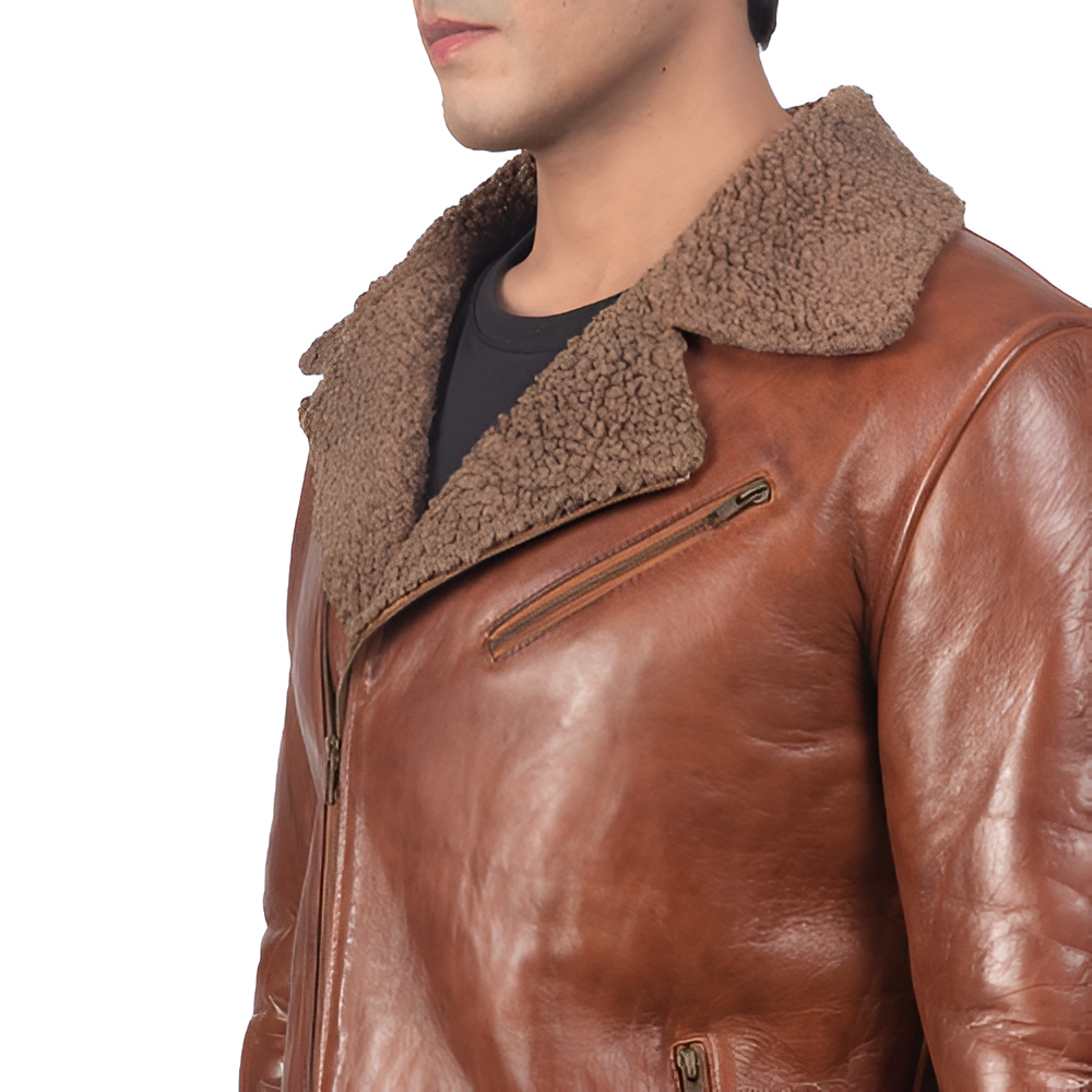 Men's Brown Shearling Leather Jacket