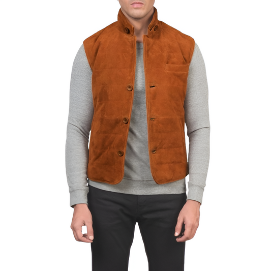 Men's Brown Suede Vest