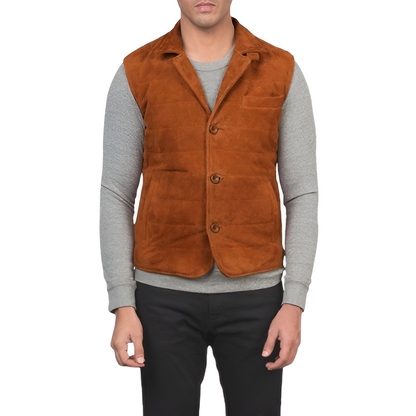 Men's Brown Suede Vest