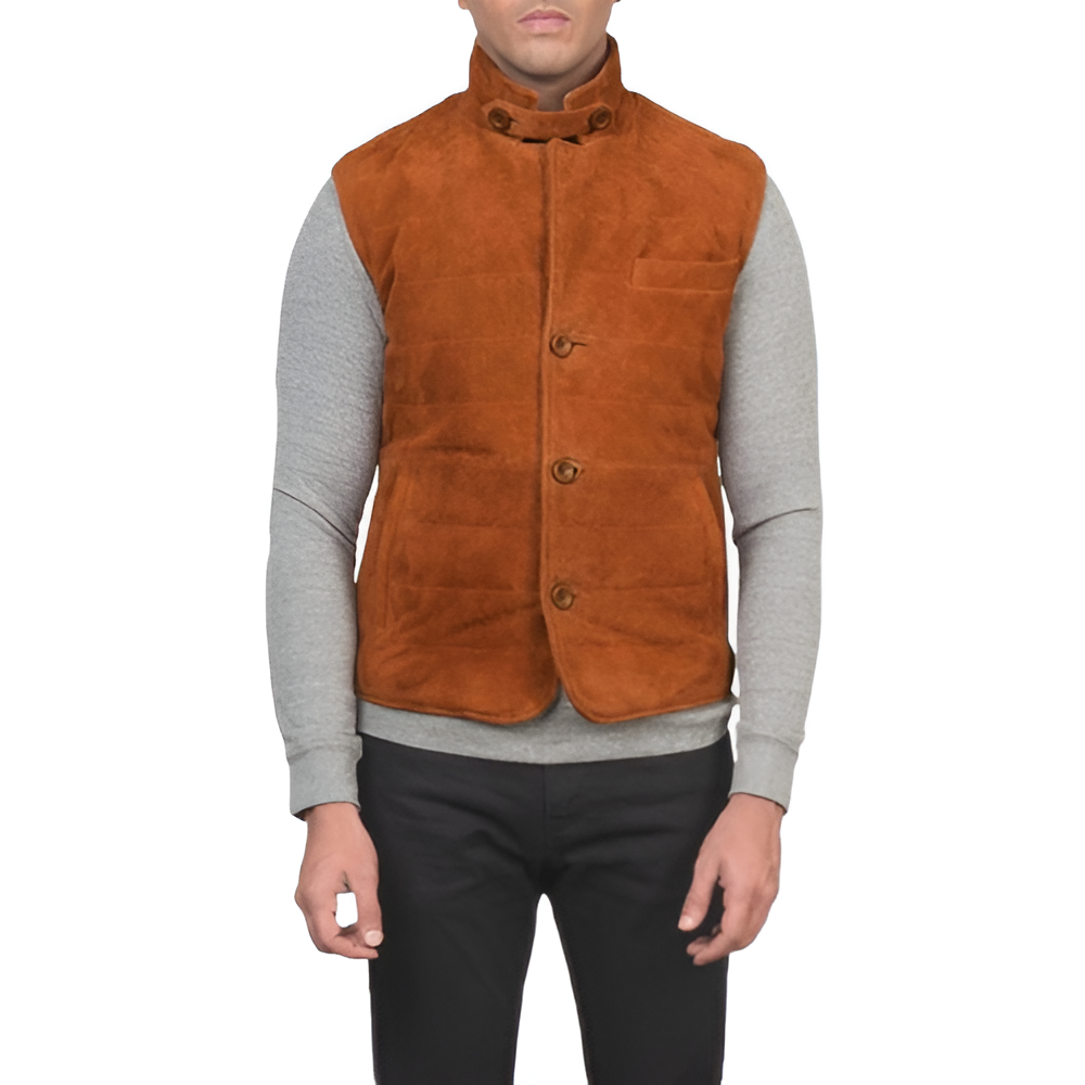 Men's Brown Suede Vest