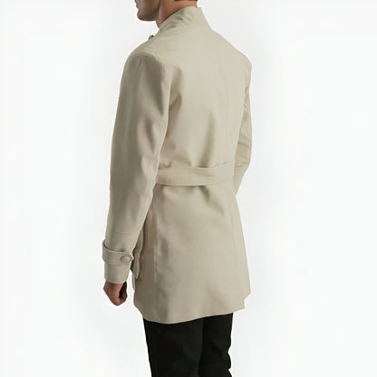 Men's Beige Belted Safari Jacket