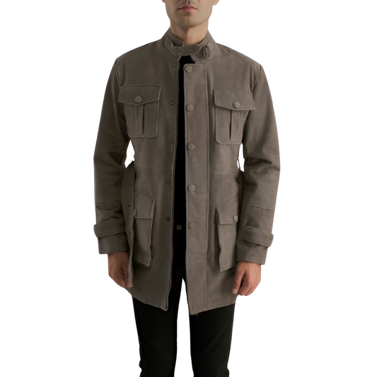 Men's Grey Suede Safari Jacket