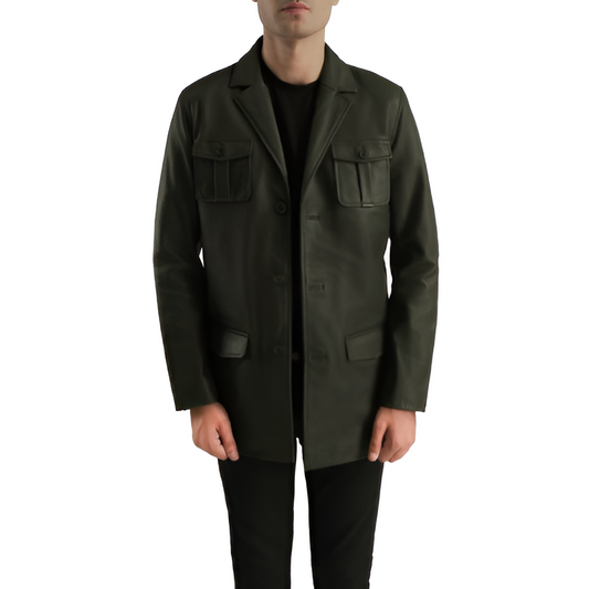 Men's Olive Green Safari Blazer