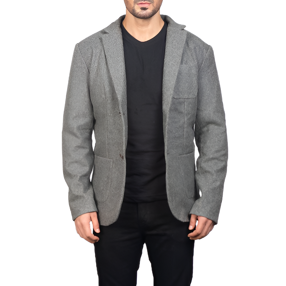 Men's Grey Wool Blazer