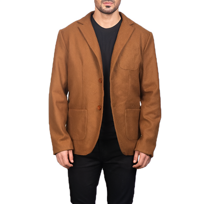 Men's Camel Brown Wool Blazer