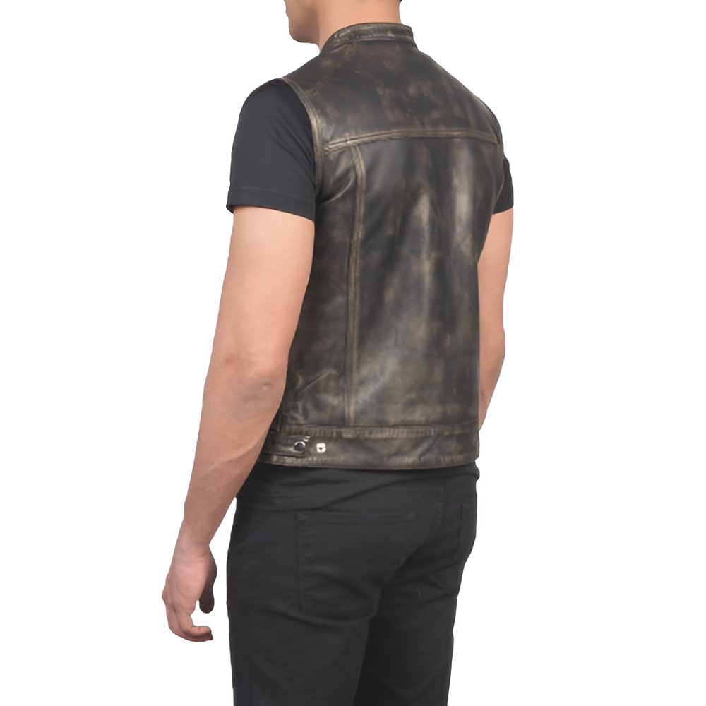 Men's Vintage Black Leather Vest