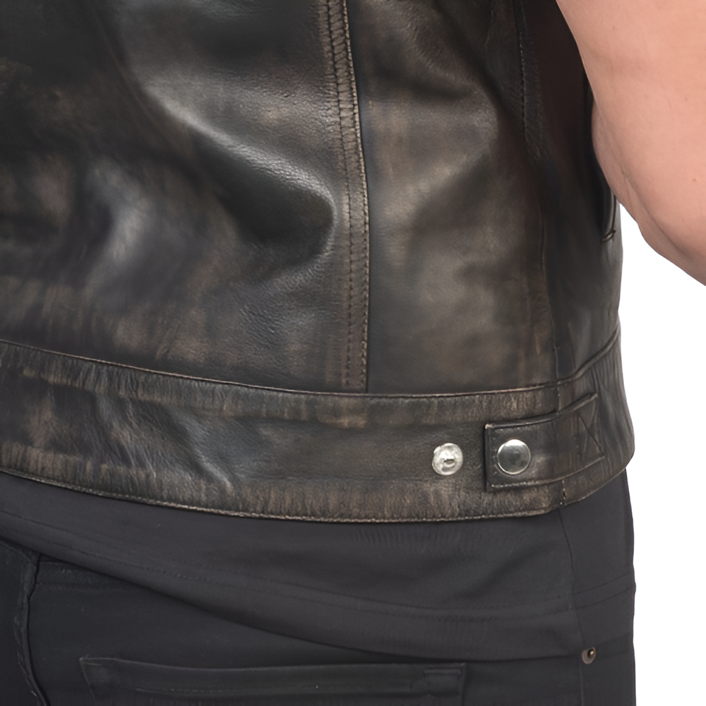 Men's Vintage Black Leather Vest