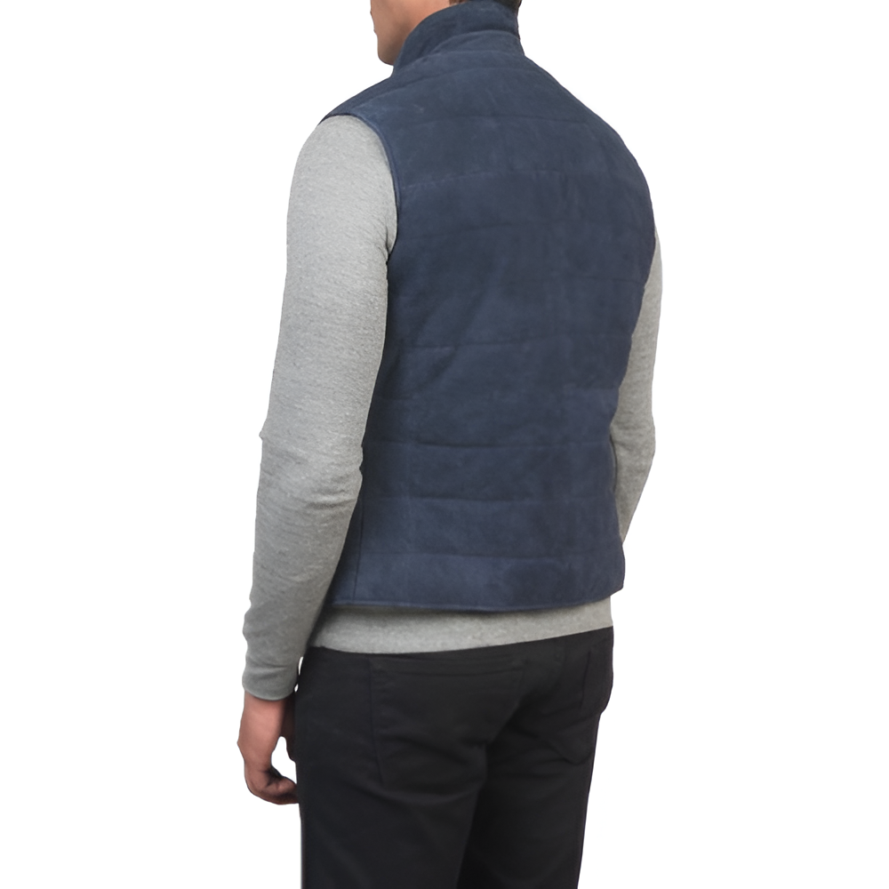 Men's Navy Blue Suede Vest