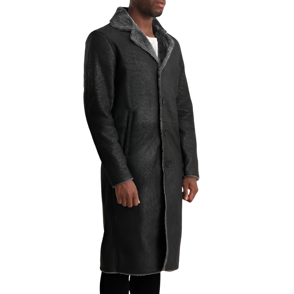 Black Shearling-Lined Coat