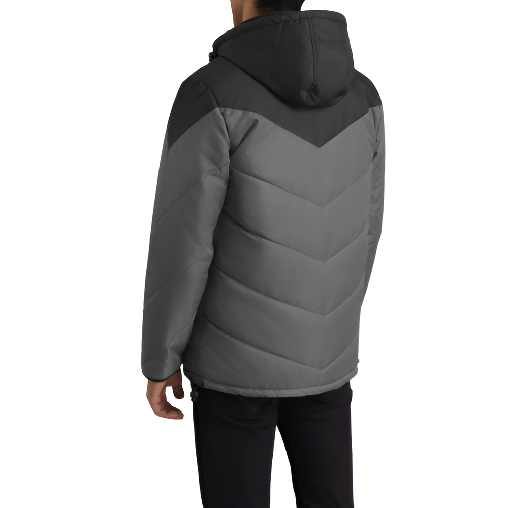 Men's Grey & Black Hooded Puffer Jacket