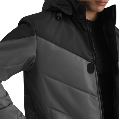 Men's Grey & Black Hooded Puffer Jacket