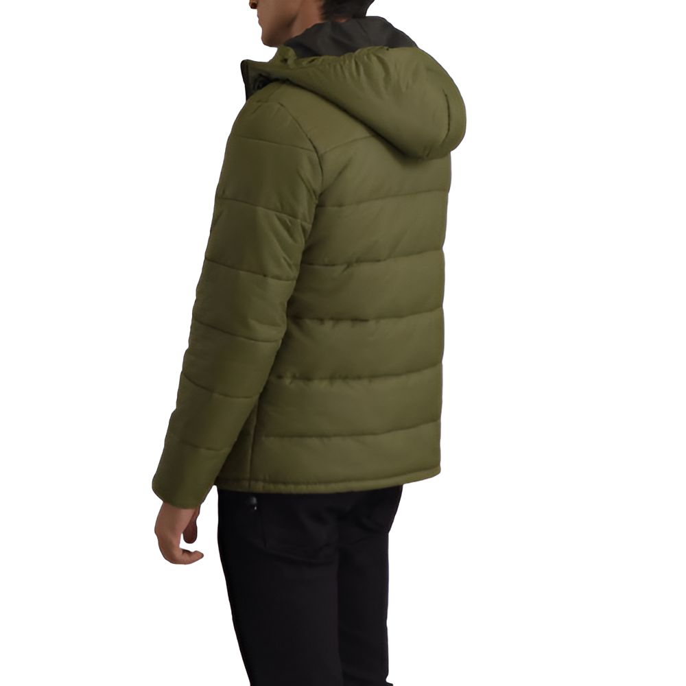 Men's Olive Green Hooded Puffer Jacket