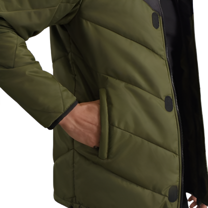 Men's Olive Green & Black Hooded Puffer Jacket