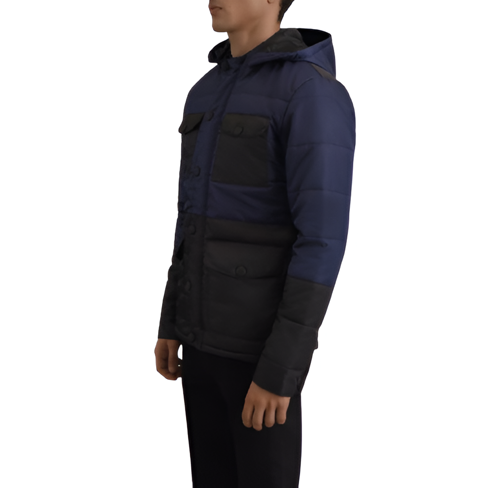 Men's Navy & Black Multi-Pocket Hooded Jacket