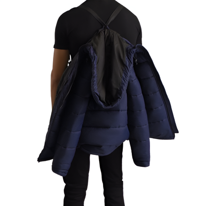 Men's Navy Blue Hooded Puffer Jacket