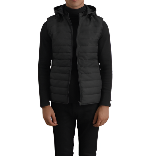 Men's Black Hooded Puffer Vest