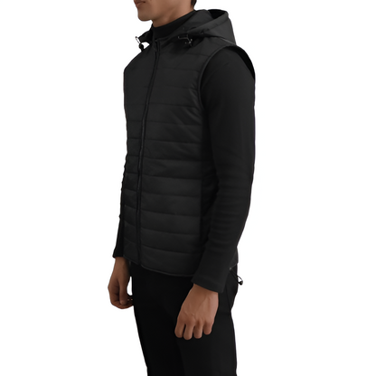 Men's Black Hooded Puffer Vest