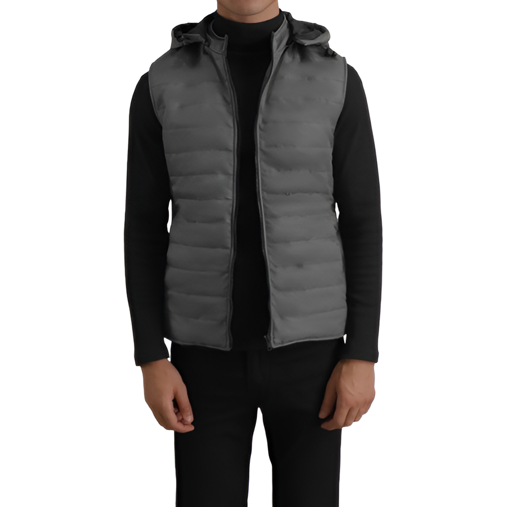 Men's Grey Hooded Puffer Vest