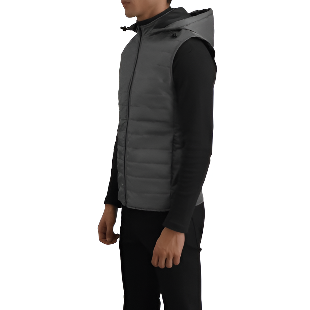 Men's Grey Hooded Puffer Vest