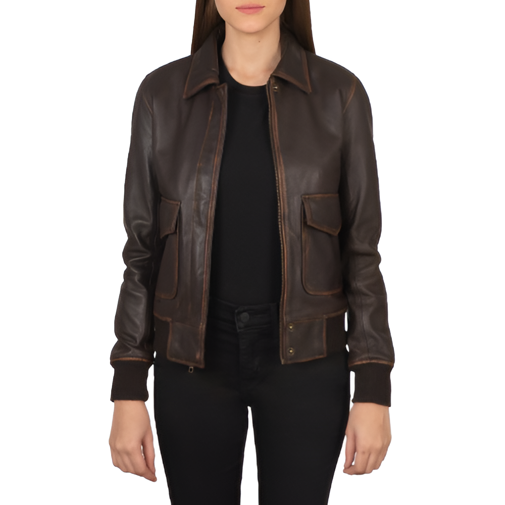 Women's Classic Brown Leather Jacket