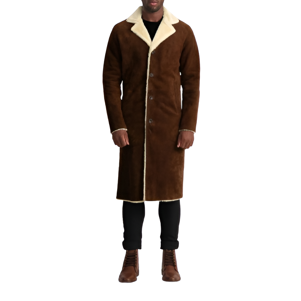 Rich Brown Shearling-Lined Coat