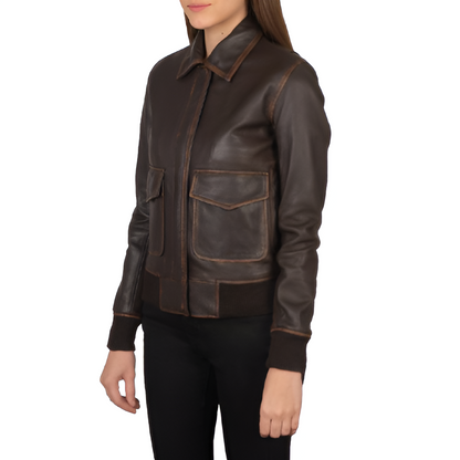 Women's Classic Brown Leather Jacket