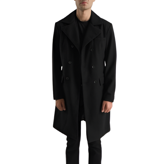 Men's Black Double-Breasted Trench Coat