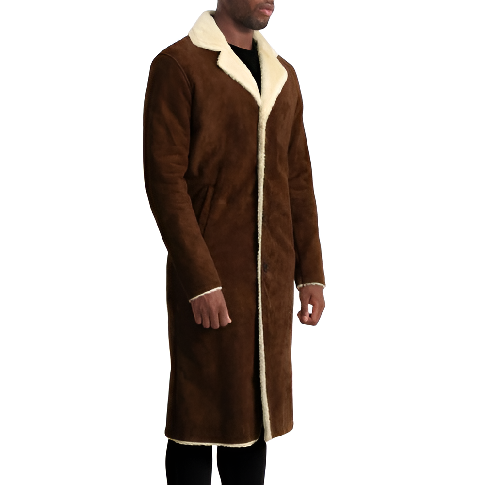 Rich Brown Shearling-Lined Coat