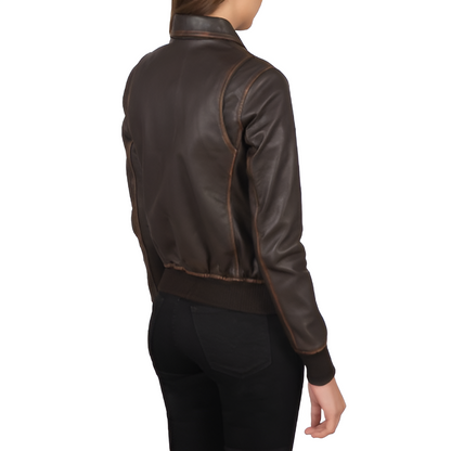 Women's Classic Brown Leather Jacket