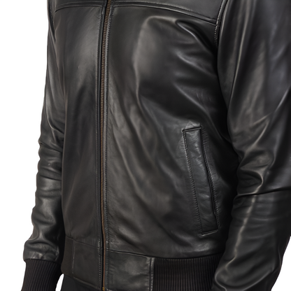 Premium Leather Bomber Jacket