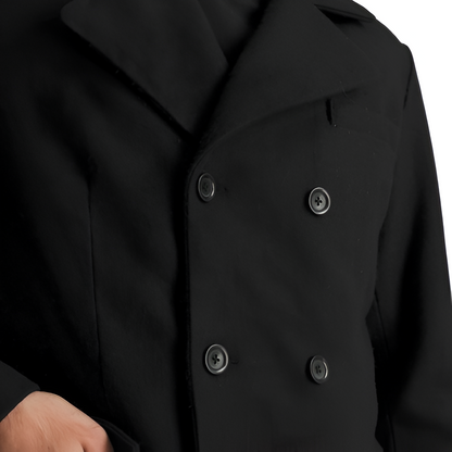 Men's Black Double-Breasted Trench Coat